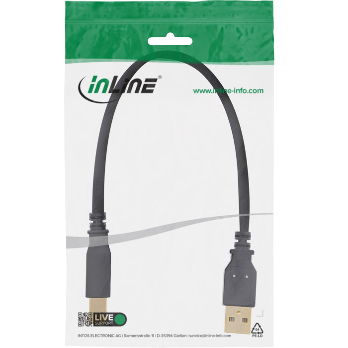 EAN 4043718120208 - InLine 34505S cable USB USB 2.0 0,5 m USB A USB B Negro imagen 2