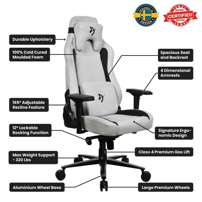 EAN 850032247207 - Arozzi Vernazza Fabric Gaming Chair Supersoft Light Grey Silla para videojuegos de PC Gris imagen 4