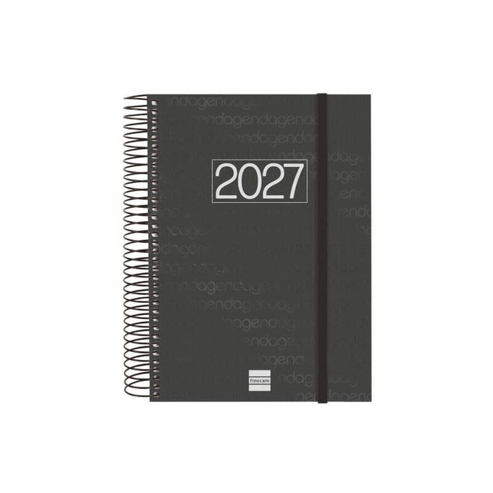 Agenda Finocam Espiral Basics Year 2027, Diaria, Catalán, E10, 155 × 212 Mm, Goma Elástica
