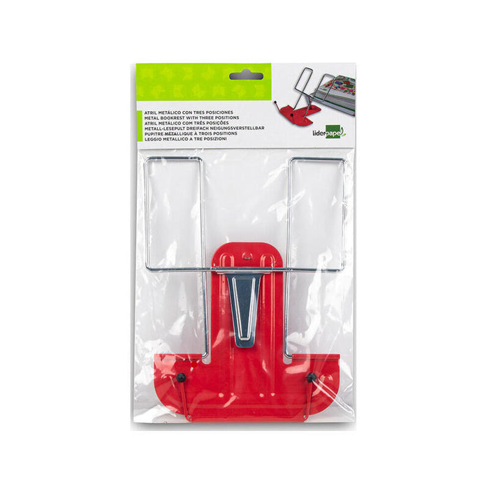 Atril Liderpapel Base Metalica Angulo Ajustable Soporte Parteposterior 195x235 Mm Color Rojo