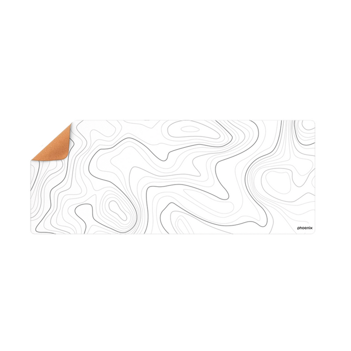 Alfombrilla Phoenix Stratos Para Ratón Escritorio Blanca 90 X 40 Cm Con Base De Corcho Y Superficie Cuero Pu