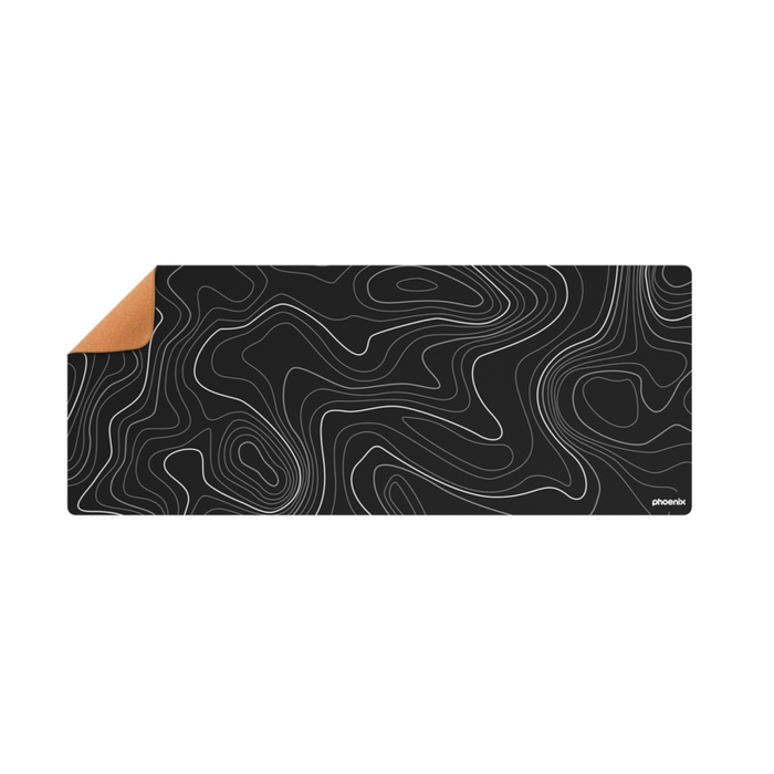 Alfombrilla Phoenix Stratos Para Ratón Escritorio Negra 90 X 40 Cm Con Base De Corcho Y Superficie Cuero Pu