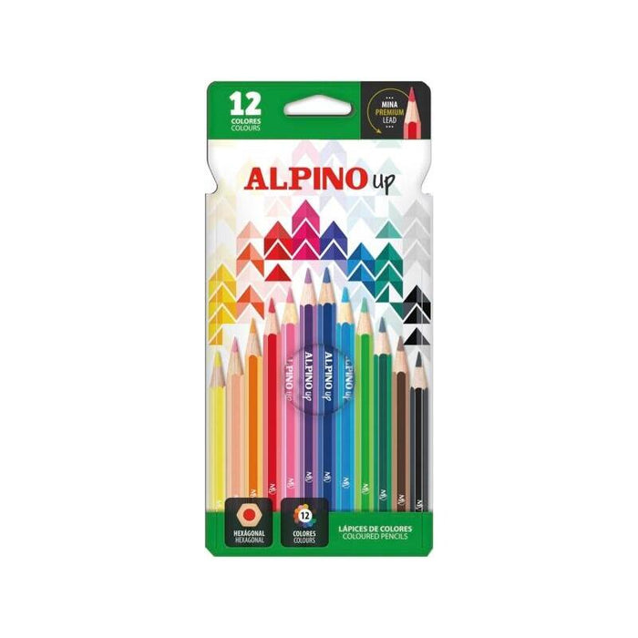Alpino Up Pack Con 12 Lapices De Colores Hexagonales - Mina Premium - Resistente A La Rotura - Colores Surtidos