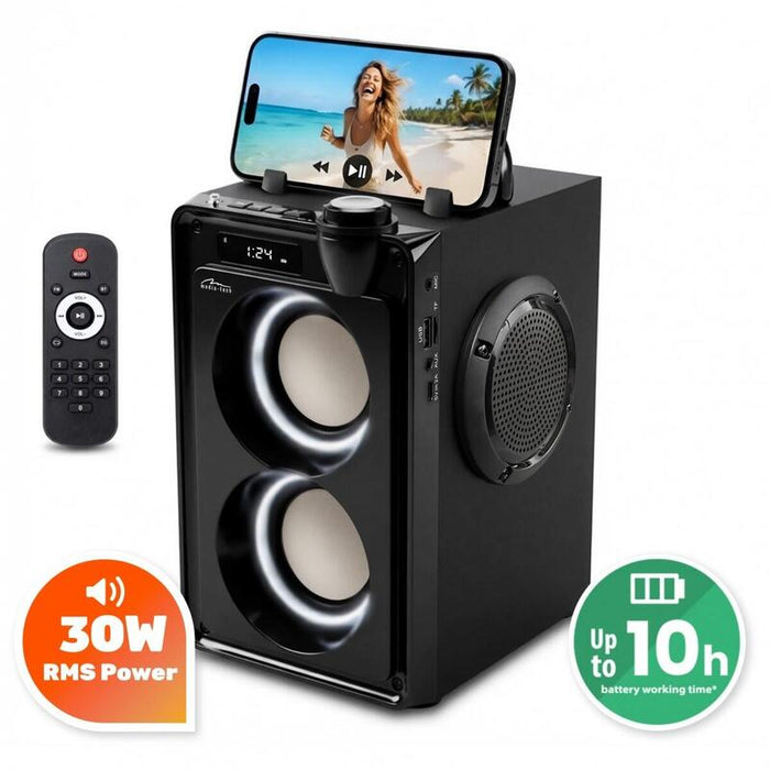 Altavoz Portátil Overbox Mt3186 Bluetooth 5.3+ Edr/A2dp, Avrcp/Fm/Mp3/Microsd/Usb/Usb-C/Mic-In/Aux-In/Rms 30w/Pmpo 900w