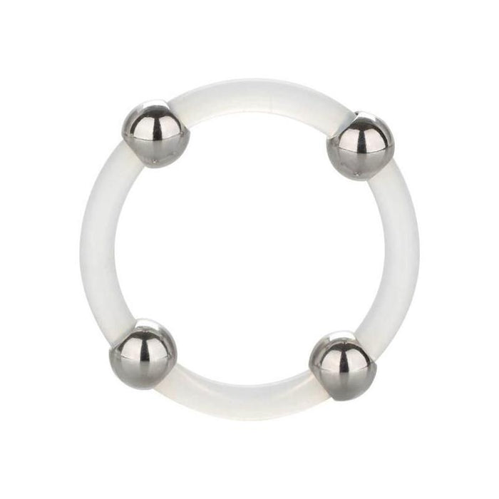 Anillo De Silicona Con Cuentas De Acero - Talla L