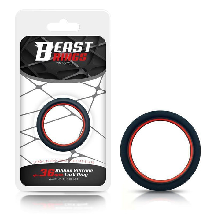Anillo Para El Pene 100% Silicona Sólida 3.6 Cm Rojo Y Negro