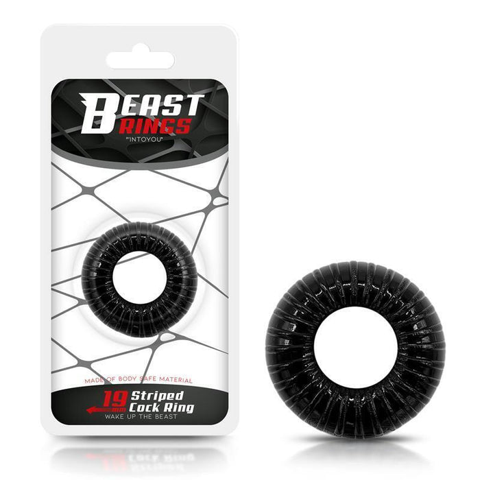 Anillo Para El Pene Striped Súper Flexible Y Resistente 1.9 Cm Negro