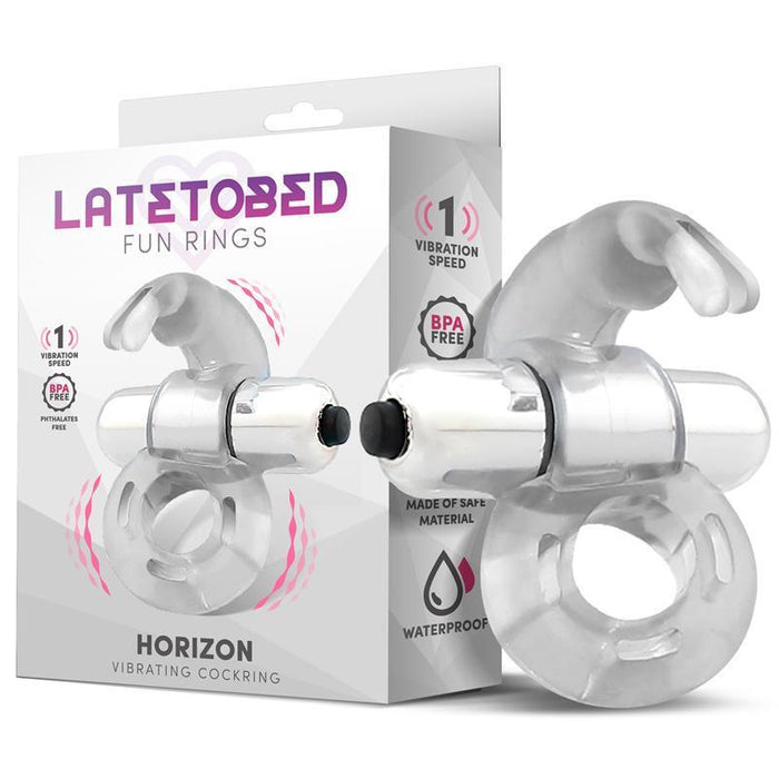 Anillo Vibrador Con Conejito  Horizon Transparente