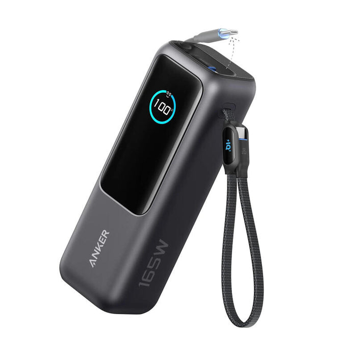 Anker Powerbank 25.000mah 165w 3x 100w Usb-C 1x Usb-A Mit Smart Display Zwei Integrierte Ladecable Schwarz
