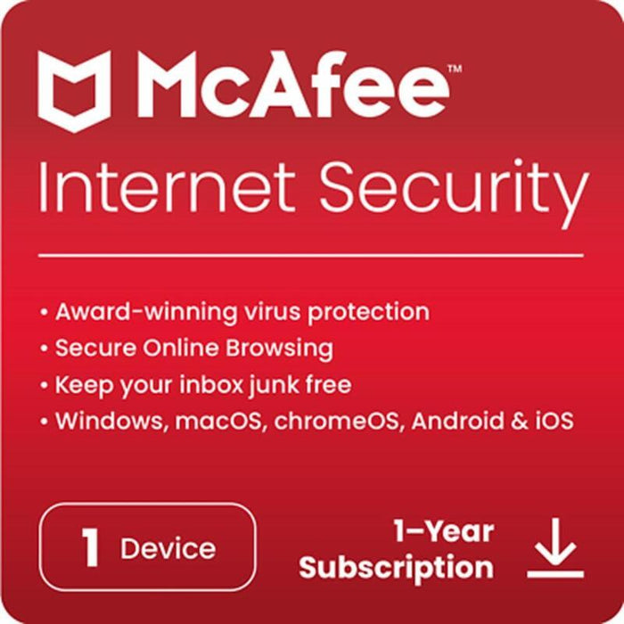 Antivirus Mcafee Internet Security 1 Dispositivo 1 Año Esd (Descarga Directa)