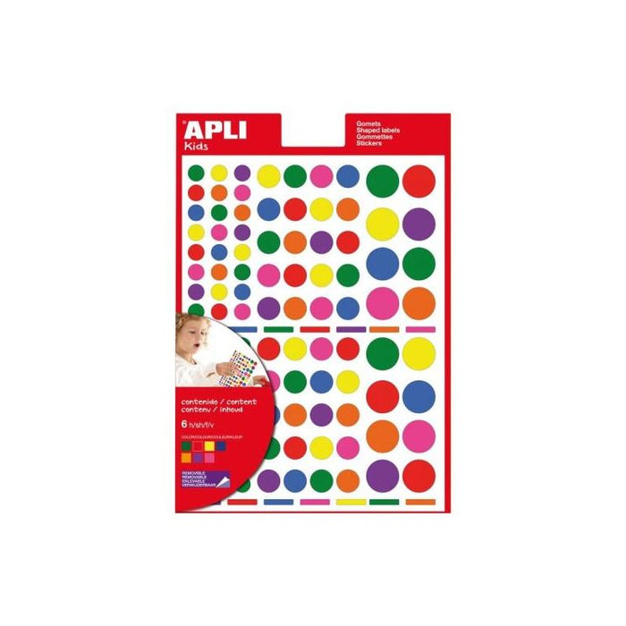 Apli Bolsa De Gomets Surtidos - Adhesivo Removible - Formas Y Tamaños Diversos - 668 Gomets - Desarrollo Psicomotor -