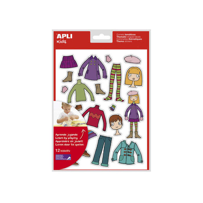 Apli Bolsa De Gomets Tematicos El Armario - 252 Gomets En 12 Hojas - Adhesivo Removible - Desarrollados Con Educadores