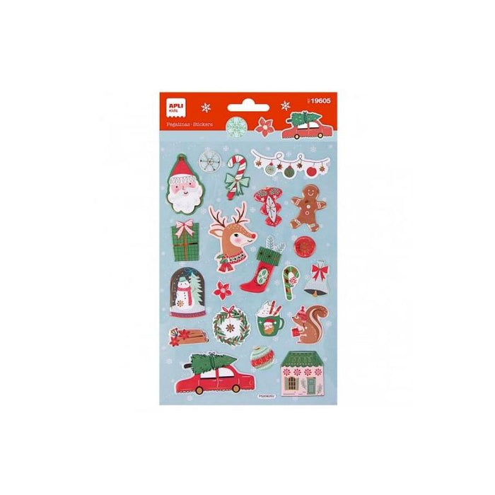 Apli Bolsa De Pegatinas Navideñas Reno - Adhesivo Permanente - 22 Pegatinas Surtidas - Ideal Para Decorar Regalos Y