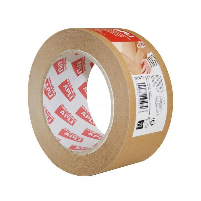 Apli Cinta Adhesiva Kraft 48mmx50m - Alta Adherencia - Respetuosa Con El Medio Ambiente - Adhesivo De Caucho Natural - Color Marron
