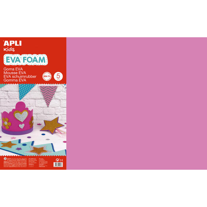 Apli Goma Eva Rosa 600x400 - 5 Hojas De Espuma Suave Y Flexible