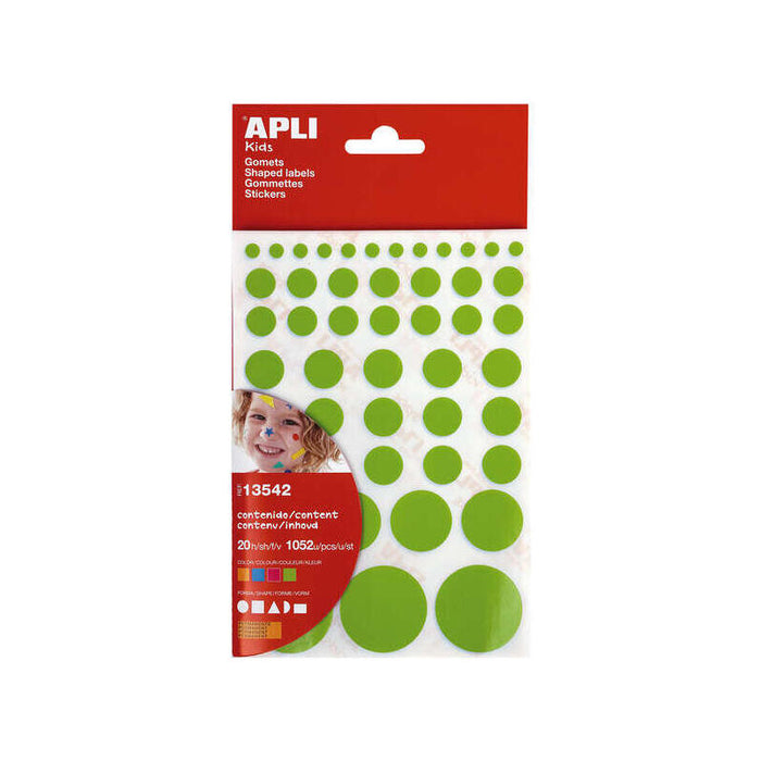 Apli Gomets Adhesivo Permanente - 1052 Gomets Por Bolsa - Desarrollo De Habilidades Creativas Y Psicomotrices - Cumple