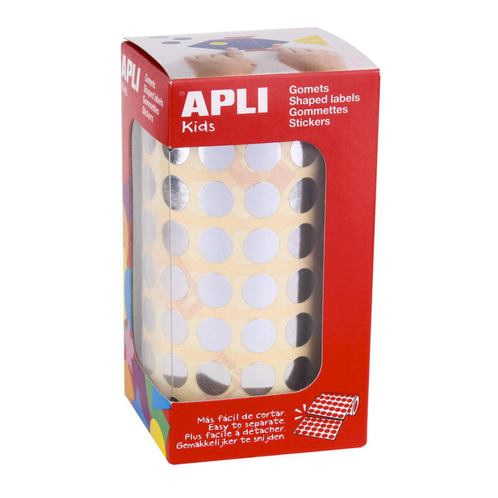 Apli Gomets Redondos Plata Metalizado - Ø 10.5mm - 5192 Unidades Por Rollo - Desarrolla Habilidades Y Capacidades En Niños