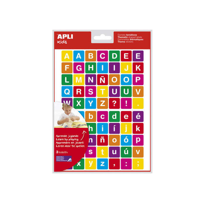 Apli Gomets Tematicos Las Letras - 210 Gomets En 3 Hojas - Adhesivo Removible - Ayuda En La Identificacion Y