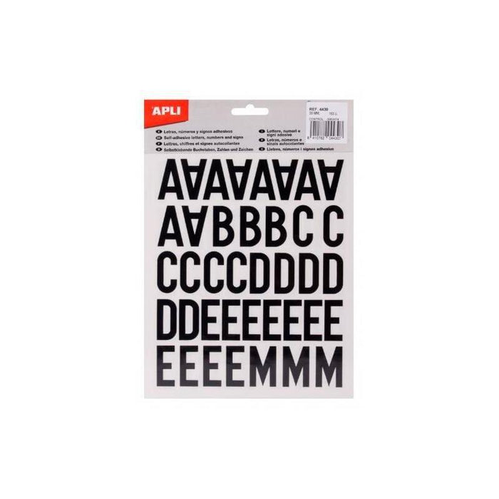Apli Letras Adhesivas Mayúsculas 30mm 4 Hojas Negro