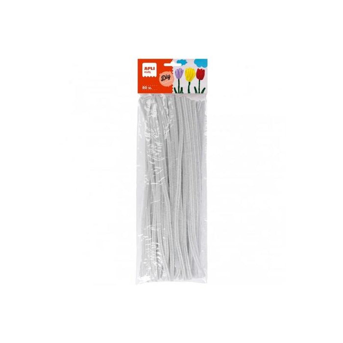 Apli Limpiapipas Para Manualidades Blancos - Flexibles - Suaves - Tupidos - Facil Manipulacion - Estimula Imaginacion Y