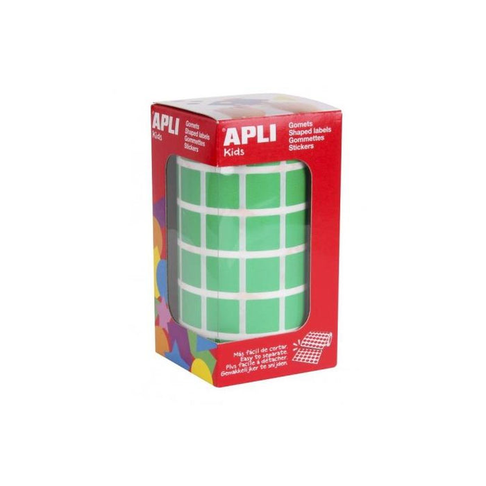 Apli Rollo De Gomets Cuadrados - Adhesivo Permanente - 2.832 Gomets - Adhesivo Base Agua - Libre De Disolventes - Color