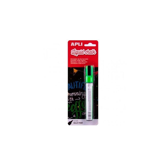 Apli Rotulador Tiza Líquida Punta Redonda 5,5mm Verde