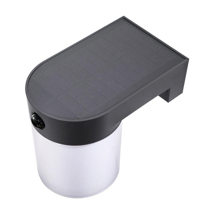 Aplique Solar Cilindrico 4 W 500 Lm, 3.000/4.000/6.500 K, 3cct, Con Sensor, Negro