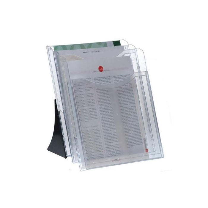 Archivo 2000 Expositor Sobremesa Archiplay 3 Compartimentos Din A4 Vertical 200x240x315 Mm Cristal Transparente