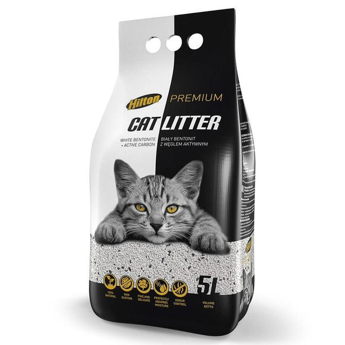 Arena Para Gatos Hilton Bentonita Con Carbón Activo Blanco  5 L