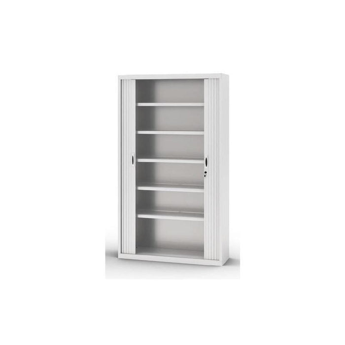 Armario Metálico Dos Puertas Persiana Correderas 1980x1200x450 Cm (Alto X Ancho X Fondo) Incluye 4 Baldas Acabado En Gris. ( Montado)