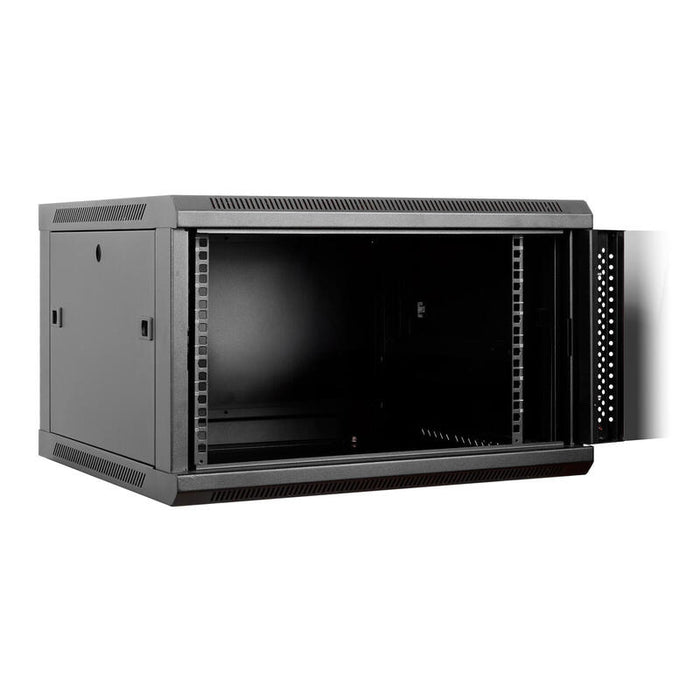 Armario Mural 19 Aiten Data 6u Ai6606s 600 X 600 X 368 2l Color Negro Puerta De Cristal Templado