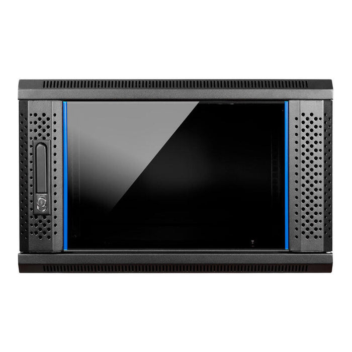 Armario Mural 19 Aiten Data 6u Ai6606s 600 X 600 X 368 2l Color Negro Puerta De Cristal Templado