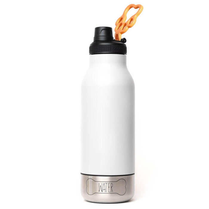 Asobu - Dog Bowl Buddy - Botella De Acero Inoxidable Con 2 Cuencos Blanco