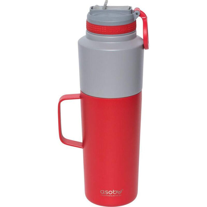 Asobu Twin Pack Botella Con Mug Rot, 0,9 L + 0,6 L