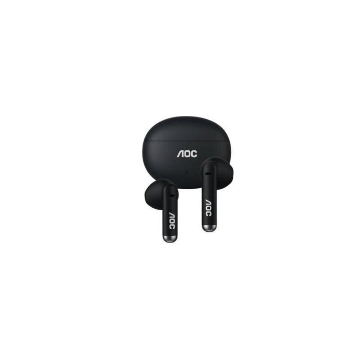 Auricular Intrauditivo Bluetooth Aoc Act1501bk Tws Ipx4 Mic Negro Reproduccion 20h Carga Usb-C Tacti
