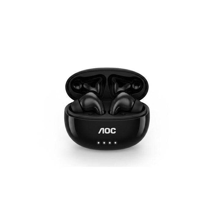 Auricular Intrauditivo Bluetooth Aoc Act2511bk Tws Anc Mic Negro Reproduccion 30h Carga Usb-C Tactil