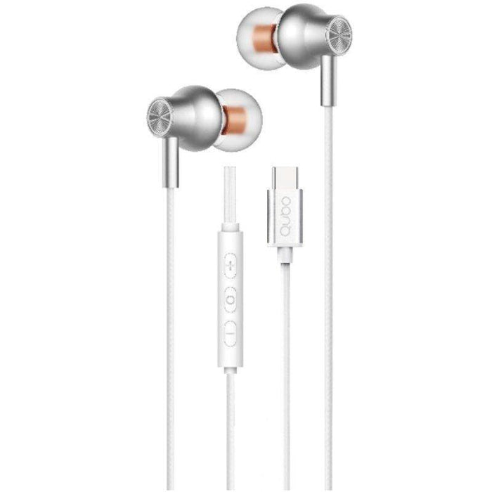 Auriculares Intrauditivos Qubo Au-300c Con Micrófono Usb Tipo-C Blancos