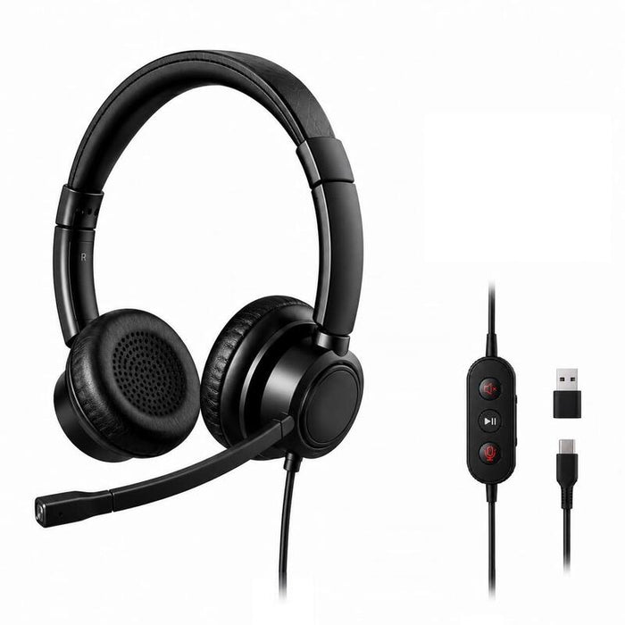 Auriculares Tnb  Activ 200s - Professional Usb-A And Usb-C Stereo Headset - Black