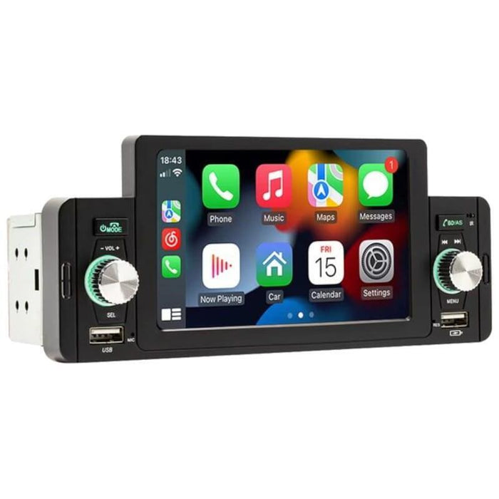 Autoradio 1 Din Swm 160w 5 Pulgadas Bluetooth/Carplay/Android Auto Inalámbrico/Usb Negro