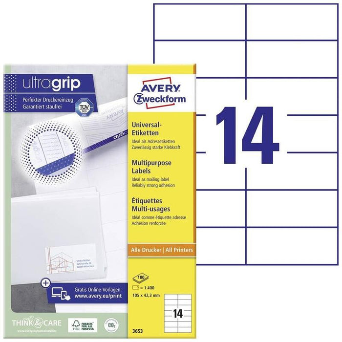 Avery Zweckform, Labels Avery 105 X 42,3mm, A4 (3653)