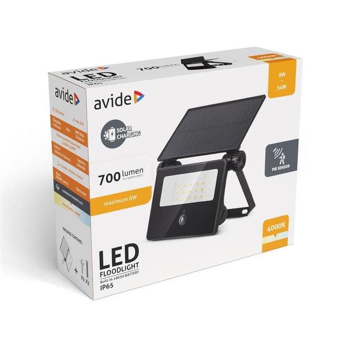 Avide Led-Flutlicht Batería Y Solarfunktion 700lm Pir-Sensor