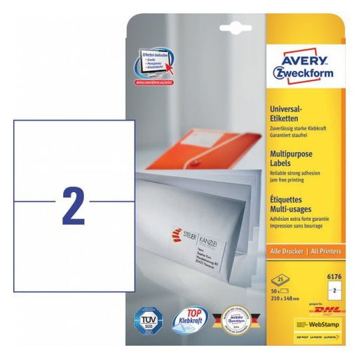 EAN 4004182433386 - Avery 6176 etiqueta autoadhesiva Rectángulo Permanente Blanco 50 pieza(s) imagen 1