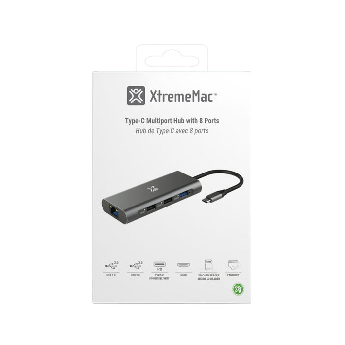 EAN 5453003787310 - XtremeMac XWH-HUB8-13 hub de interfaz USB Tipo C 40000 Mbit/s Gris imagen 7