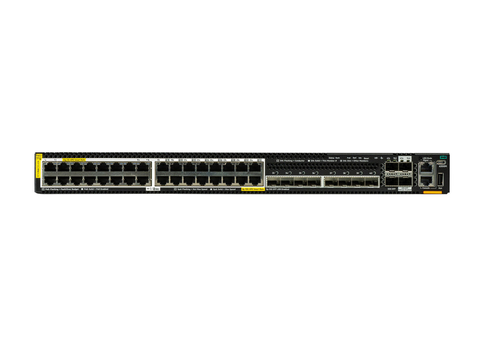 EAN 190017744391 - HPE Aruba Networking 6300M 32p SmtRt 5G CL8 8p SFP+ 10G LRM 2p SFP28 25G MACsec 2p SFP56 50G Switch Energí imagen 3