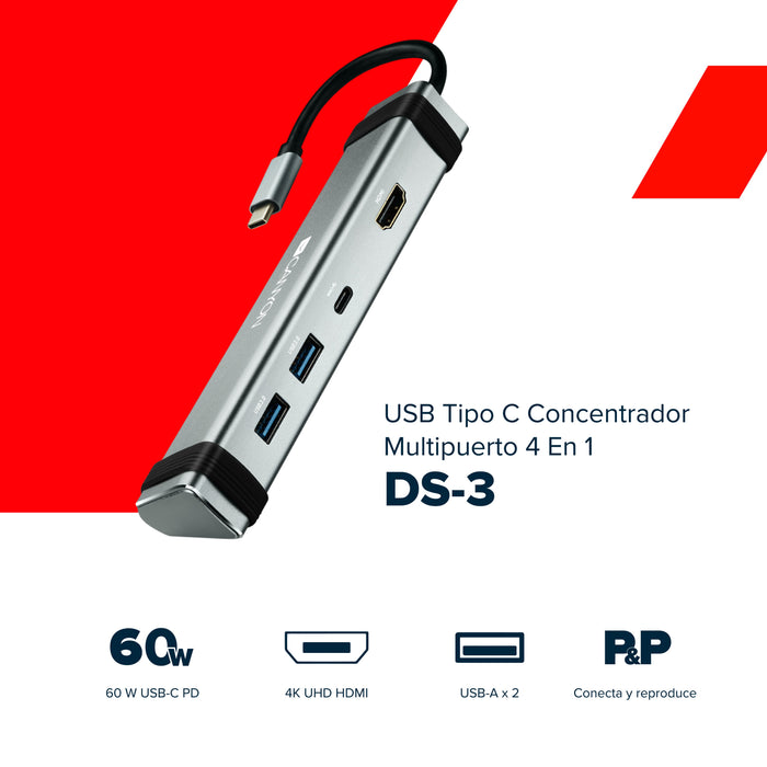 EAN 5291485004347 - Canyon DS-3 USB 3.2 Gen 1 (3.1 Gen 1) Type-C Gris imagen 4