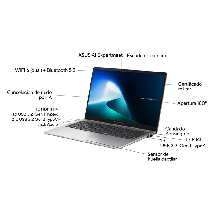 EAN 4711387832530 - ASUS ExpertBook P1 P1503CVA-S70673X Intel® Core™ i5 39,6 cm (15.6") DDR5-SDRAM Wi-Fi 6 (802.11ax) imagen 3