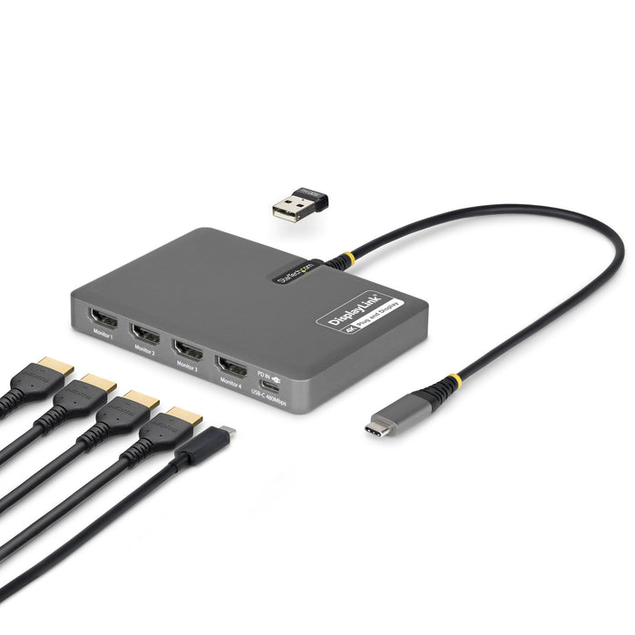EAN 65030915830 - StarTech.com QUAD-USB-HDMI-ADAPT base para portátil y replicador de puertos Alámbrico USB 3.2 Gen 1 (3.1 Ge imagen 1