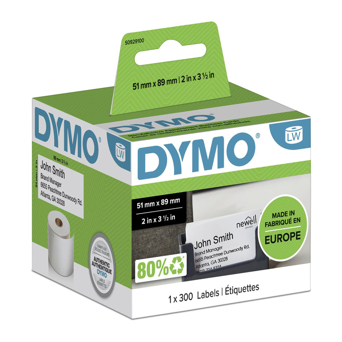 EAN 3501170929100 - DYMO LW - Appointment / Name Badge Cards - 51 x 89 mm - S0929100 Etiqueta para impresora no adhesiva imagen 1