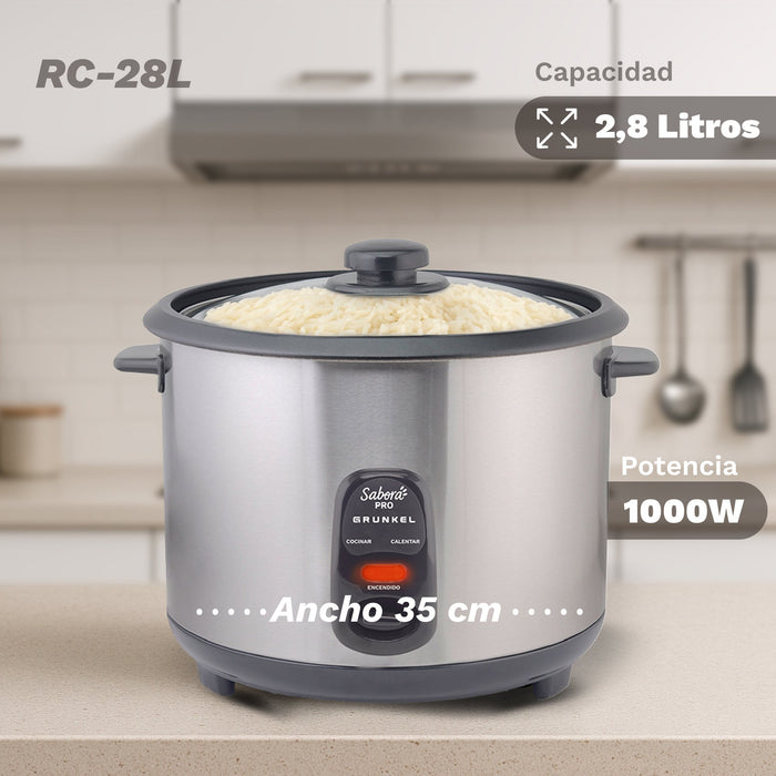 EAN 8426156019208 - Grunkel RC-28L arrocera 2,8 L 1000 W Acero inoxidable, Gris Oscuro imagen 6