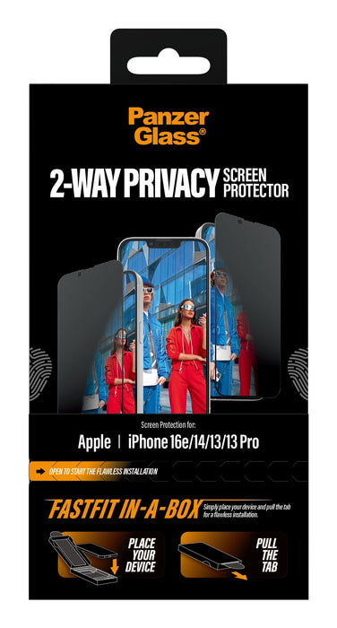 EAN 5715685040986 - PanzerGlass ® 2-Way Privacy Screen Protector iPhone 17e | 16e | 14 | 13 | 13 Pro | Ultra-Wide Fit w. Fast imagen 3